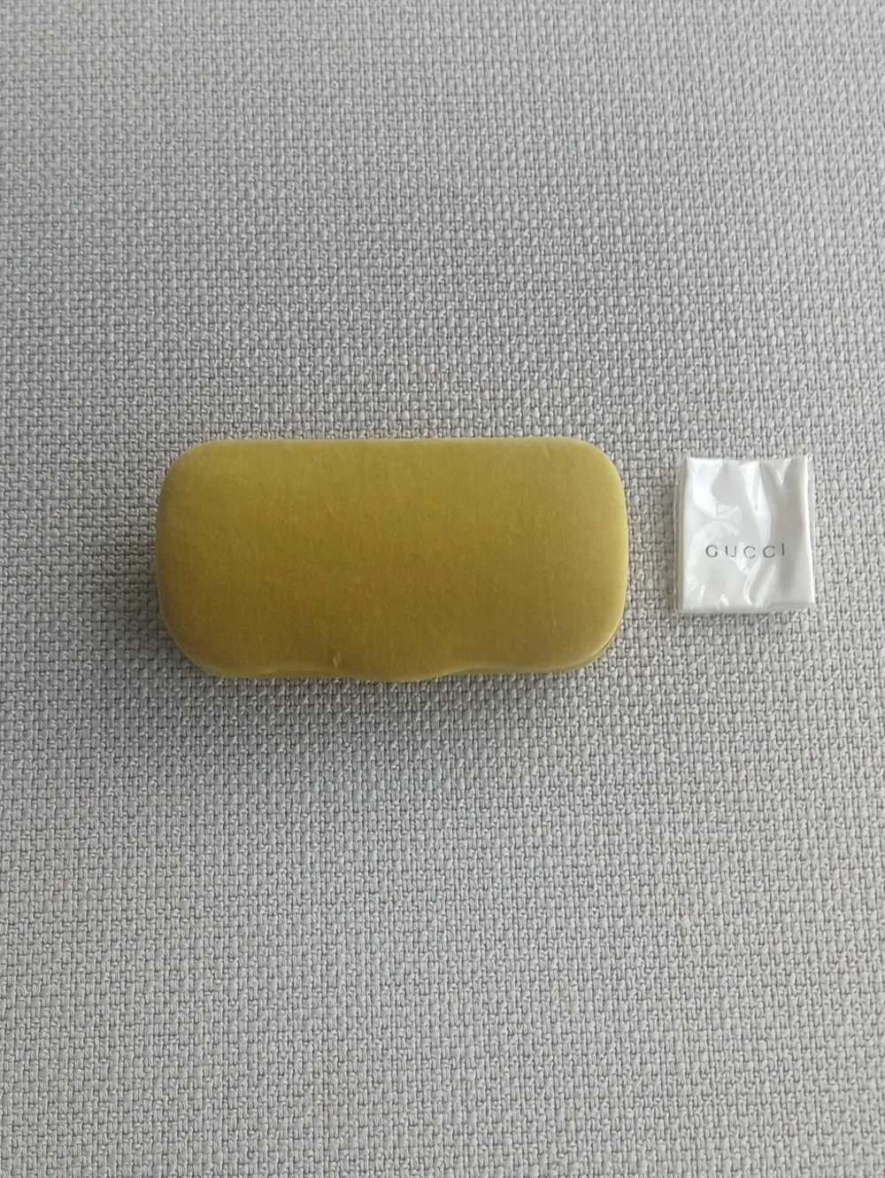 GUCCI Velvet Eyewear Case in Olive Green with Blue Interior